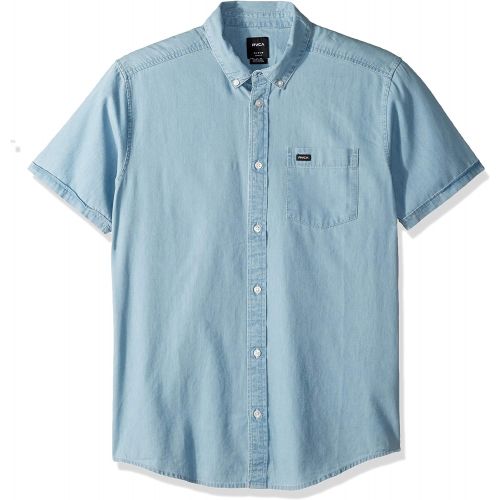  RVCA Mens Dead Flag Washed Short Sleeve Woven Button Front Shirt