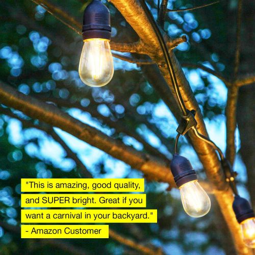  Visit the Brightech Store Brightech Ambience Pro - Waterproof LED Outdoor String Lights - Hanging 1W Vintage Edison Bulbs Create Bistro Ambience On Your Gazebo - 48 Ft Commercial Grade Cafe Lights, Dimmable