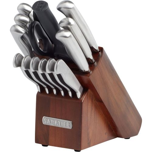  Sabatier 15-Piece Stainless Steel Hollow Handle Knife Block Set, Acacia