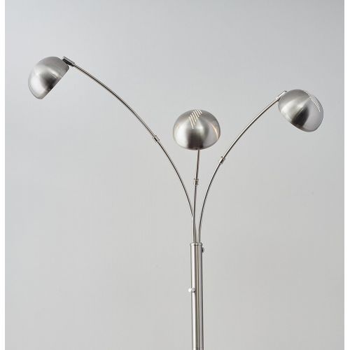  Adesso 5118-22 Domino Arc 3-Light Floor Lamp, Smart Outlet Compatible, 33 x 45 x 84, Satin Steel