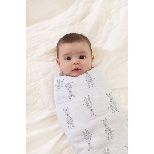  Aden + anais aden + anais Aden Swaddleplus Baby Swaddle Blanket, 100% Cotton Muslin, Large 44 X 44 inch, 4 Pack, Safari Babes