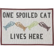 PetRageous Designed Tapestry Placemat for Pet Feeding Station, 13-Inch by 19-Inch, One Spoiled Cat, Natural/Multi
