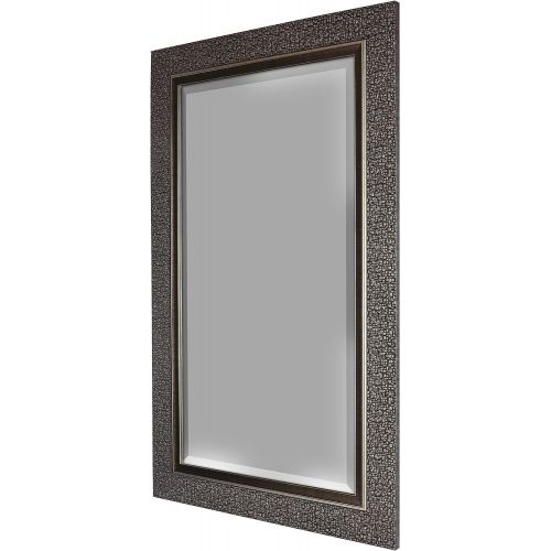  Mirrorize IMM101 Antique Mosaic Framed Beveled Designer Wall 27 W X 43 H | Vanity, Powder Room, Bathroom, Bedroom | Rectangle| Large Accent Mirror, 1.5DX27HX43W, Dark Silver