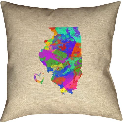  ArtVerse Katelyn Smith Illinois Love Watercolor 26 x 26 Pillow-Spun Polyester Double Sided Print with Concealed Zipper & Insert