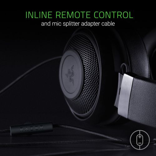 레이저 Razer Kraken Pro V2: Lightweight Aluminum Headband - Retractable Mic - In-Line Remote - Gaming Headset Works with PC, PS4, Xbox One, Switch, & Mobile Devices - Black