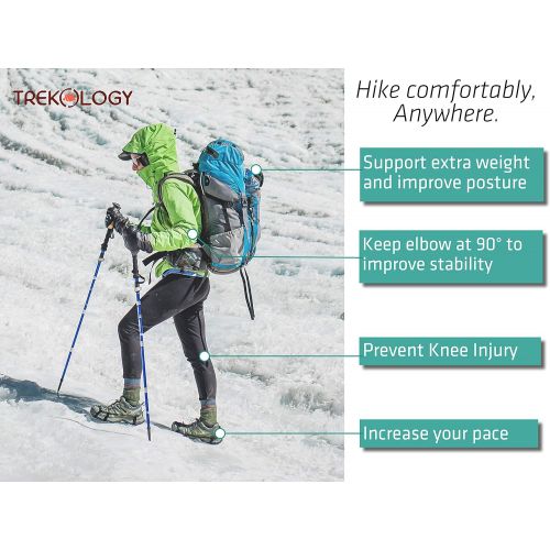 트렉 Trekology Trekking Poles Collapsible Adjustable 2pc/Set Aluminum Telescopic Hiking Pole Walking Sticks with Quick Release Lever Lock and Ergonomic Grip