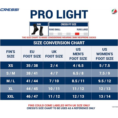 크레시 Cressi Pro Light - Premium Open Heel Tauchen Flossen