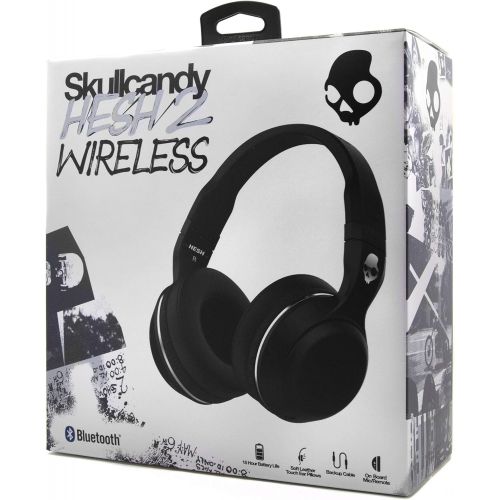  Skullcandy Hesh 2 Bluetooth Wireless Over-Ear Headphones with Microphone, Supreme Sound and Powerful Bass, 15-Hour Rechargeable Battery, Soft Synthetic Leather Ear Cushions, Black