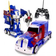 Transformania Toys RC Toy Transforming Robot Remote Control (27 MHz) Truck with One Button Transformation, Realistic Engine Sounds and 360 Speed Drifting 1:14 Scale (Blue)