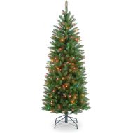 National Tree Company National Tree 6.5 Foot Kingswood Fir Pencil Tree with 250 Multicolor Lights, Hinged (KW7-313-65)