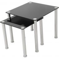 상세설명참조 AVF T32-A Black Glass & Chrome Square Side Table/Lamp Table/End Tables, Set of 2