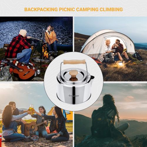  KingCamp Portable Camping Cookware Set 9 Pcs for 1-2 Person  17 Pcs for 4-6 Person Family Cooking Non Stick Pot Pan Bowls Mess Kit Folding Frying Pan