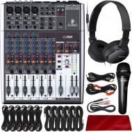 Behringer XENYX 1204USB 12-Input USB Audio Mixer with Samson Headphones and Assorted Cables Deluxe Bundle