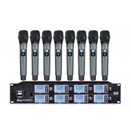 BOLY Boly 8800 Professional 8 Wireless Microphone System Rack Mount Receiv FCC Compliance for Karaoke, PA Speaker, Amplifier, DJ, Party, Wedding, outdoor wedding Conference Family Party