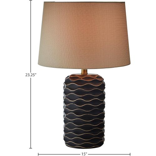  Rivet Modern Wave Table Lamp With LED Bulb, 15.0 x 15.0 x 23.25, Black