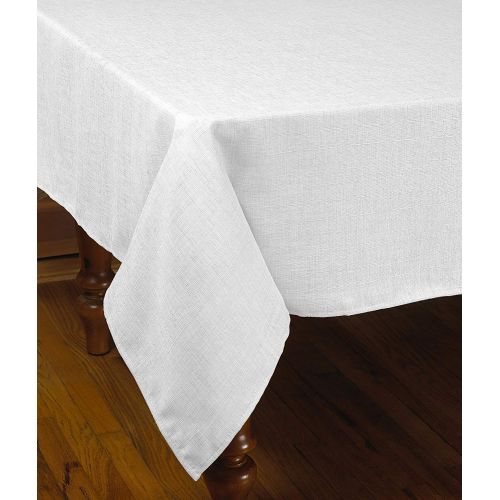  Violet Linen European Solid Linen Design Seats 12 to 14 Pepole, Rectangle, Polyester, Non-Stain, Spill-Proof and Water Resistance, Tablecloth 68 X 140 White