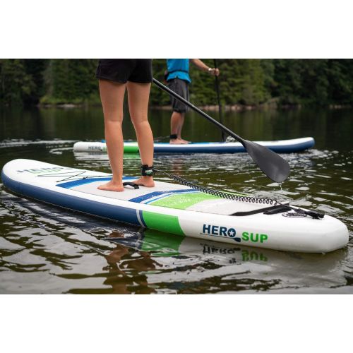 인플레터블 Hero SUP 105 Spark Inflatable SUP All-Around Stand Up Paddle Board, Rolling Backpack, 3-Piece Paddle, 3 Removable Fins, Dual Action Hand Pump, Includes New 10 Leash & 15L Dry Bag