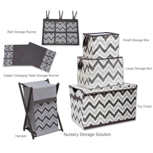  Bacati Zig Zag and Dots 4-in-1 Cotton Baby Crib Bedding Set with Bumper Pad, Grey
