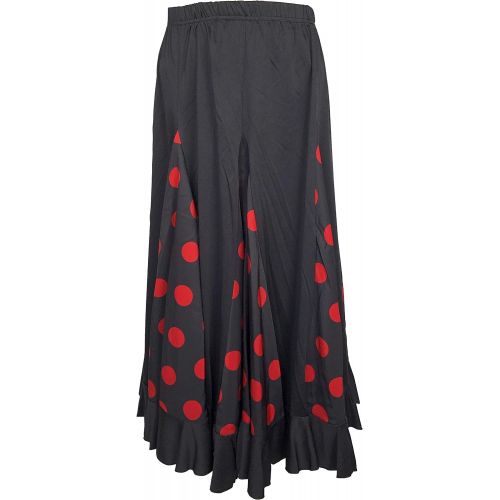  La Senorita Spanish Flamenco Skirt Adults Black with red dots