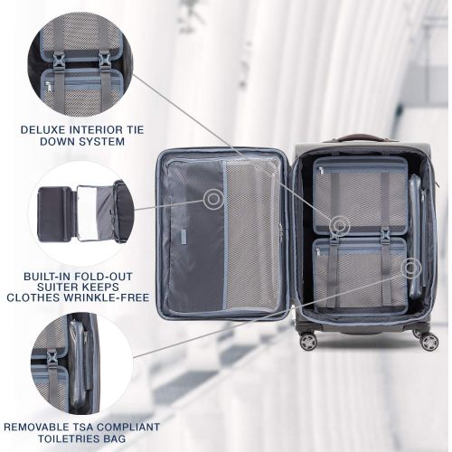  Travelpro Platinum Elite-Softside Expandable Spinner Wheel Luggage, Vintage Grey, Checked-Medium 25-Inch