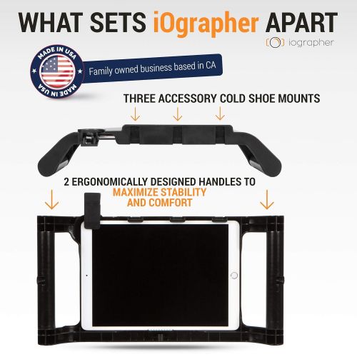  Filmmaking Case Video Rig for Apple IPad 10.5 Pro with Lens Adapter, Tripod Mount and Stabilizer Grip - USA Made by IOgrapher - - Accessories Not Included