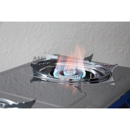  M.D.S Cuisine Cookware Double Head Propane Gas Burner Portable Camping Outdoor Stove Camping Stainless: Sports & Outdoors