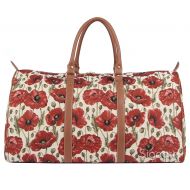 Signare Red and White Women’s Fashion Canvas Tapestry Carry-on Overnight Weekender Luggage Bag Poppy Flower (BHOLD-POP)