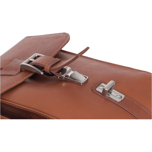  Kenneth Cole Reaction Colombian Leather Dual Compartment Flapover 15 Laptop Dowelrod Business Portfolio, Cognac