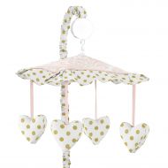 Sweet Jojo Designs Girls Musical Baby Crib Mobile for Pink White Damask and Gold Polka Dot Amelia Collection