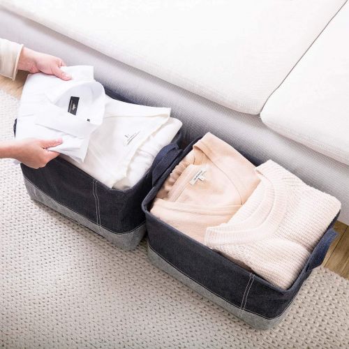  IFlower iFlower Cloth Storage Basket Decorative Storage Bin with Handles for Shelves Laundry Playroom Closet Clothes Baby Toy (Jean,3pcs)