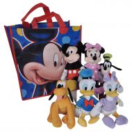 Disney 11 Plush Mickey Minnie Mouse Donald Daisy Duck Goofy Pluto 6-Pack in Tote Bag