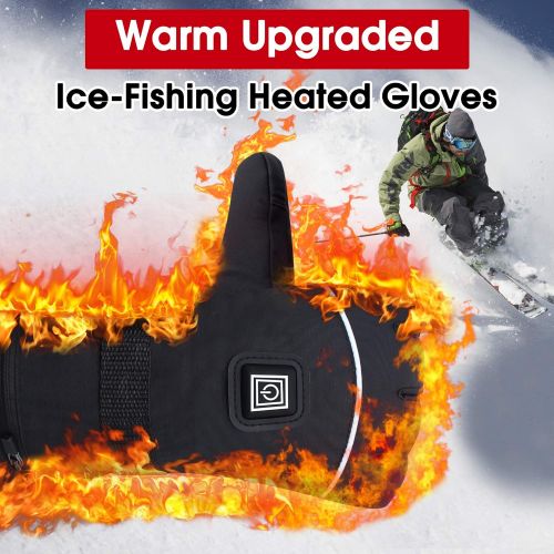  Autocastle Rechargeable Electric Heated Gloves,Battery Powered Heating Gloves,Men Women Winter Warm Thermal Gloves,Waterproof Insulated Sports&Outdoors Climbing Hiking Skiing Heate
