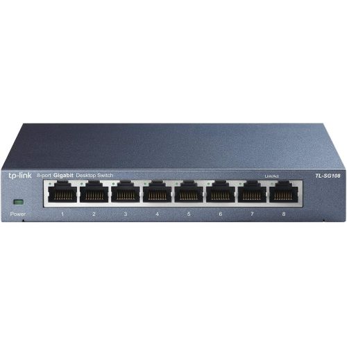  TP-LINK TP-Link 8 Port Gigabit Ethernet Network Switch | Ethernet Splitter | Sturdy Metal wShielded Ports |Plug-and-Play | Traffic Optimization | Unmanaged (TL-SG108)