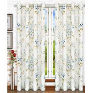 Ellis Curtain Chatsworth Traditional Floral Design (Tailored Panel Pair with Tiebacks, 70 x 63, Grey)