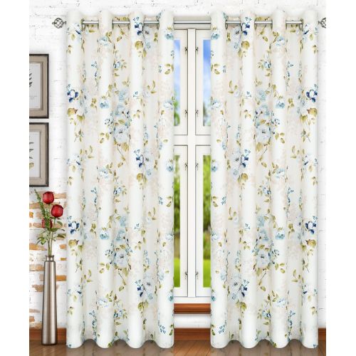  Ellis Curtain Chatsworth Traditional Floral Design (Tailored Panel Pair with Tiebacks, 70 x 63, Grey)
