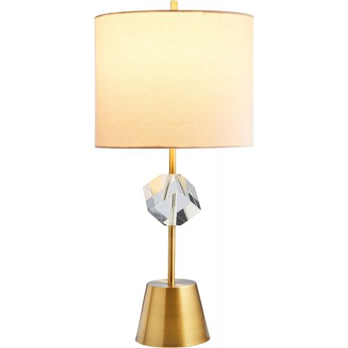  Rivet Modern Floor Lamp, 58H, With Bulb, Brass with Linen Shade