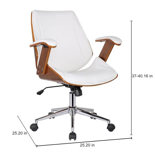  Porthos Home SKC012A WHT Noah Adjustable Chair with 360 Swivel, Steel Base with Caster Wheels, Armrests and Bi-cast Leather Upholstery (Suitable for Home and Office Use), One Size