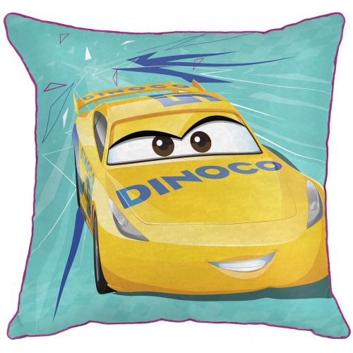  Jay Franco Disney/Pixar Cars 3 Movie Cruz Retro Teal/Yellow Decorative Toss/Throw Pillow with Cruz Ramirez (Official Disney/Pixar Product)