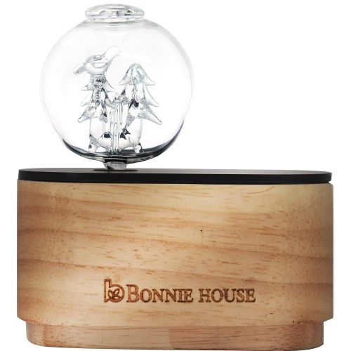  Essential Oil Nebulizing Diffuser Bonnie House Aromatherapy Pure & Organic Essential Oils Nebulizer with Christmas Tree, Adjustable Function, Wood and Glass, No Plastic, No Water