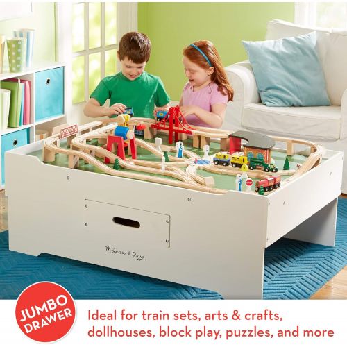  Melissa & Doug Deluxe Wooden Multi-Activity Play Table - For Trains, Puzzles, Games, More