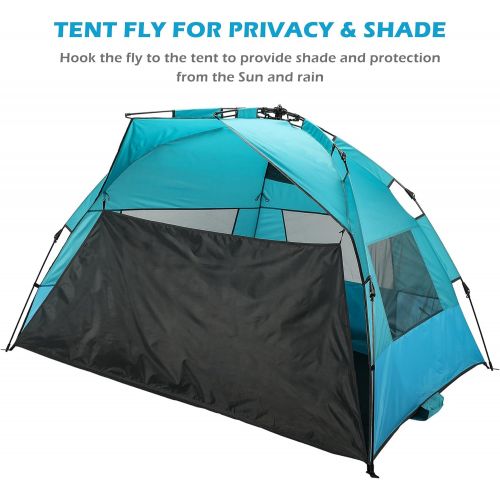  Pinty Portable Beach Shade Tent, Lightweight Beach Sun Shelter for Family, Folding Quick Setup Instant Tent for Camping Fishing Picnic Yard Garden, Windproof Beach Tent with Clip-U