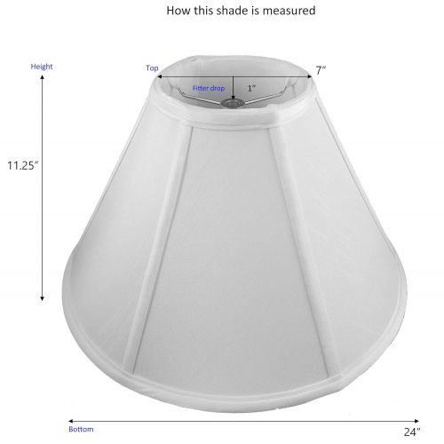  American Pride Lampshade Co. American Pride 7x 24x 11.25 Round Soft Shantung Tailored Lampshade, Off-white