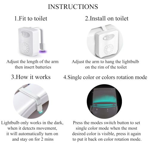  Toilet Night Light by Ailun Motion Activated LED Light Aromatherapy 16 Colors Changing Toilet Bowl Nightlight for Bathroom Battery Not Included