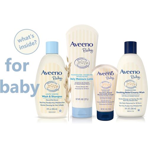  [아마존베스트]Aveeno Baby Essential Daily Care Baby & Mommy Gift Set featuring a Variety of Skin Care and Bath Products to Nourish Baby and Pamper Mom, Baby Gift for New and Expecting Moms, 6 it