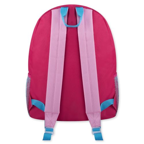  Trail maker Girls Full Size 17 Inch Pink Emoji Backpack With Water Bottle Holder, Bonus Keychain and Glitter Applique (Pink)
