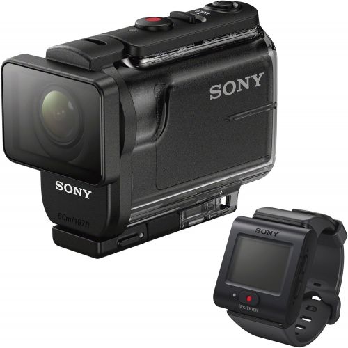 소니 Sony Action Cam HDR-AS50R Wi-Fi HD Video Camera Camcorder & Remote + Finger Grip + Action Mounts + 64GB Card + BatteryCharger + Backpack + Tripod Kit
