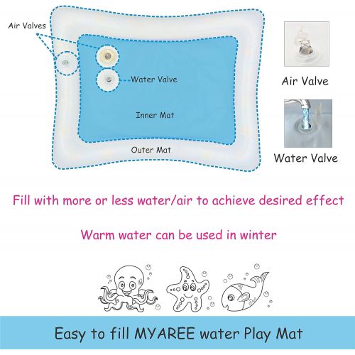  [아마존 핫딜]  [아마존핫딜]MYAREE Tummy Time Inflatable Water Play Mat with Baby Teether and Multi Purpose Storage Bag for Ultimate Fun Time Activity to Develop Your Precious Babys Visual Stimulation and Sen
