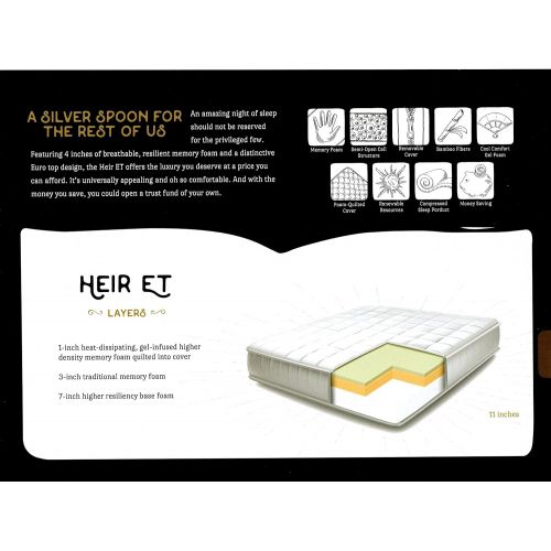  Visco Heir ET Memory Foam Plush Mattress - The Bed Boss Visco Heir Euro Top with Bamboo-Infused Memory Foam