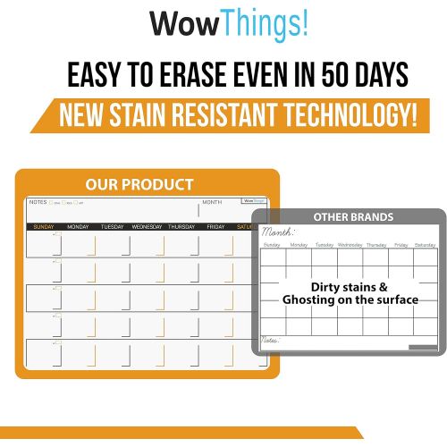  WowThings! Magnetic Dry Erase Calendar with Refrigerator To-Do List for Kitchen - Monthly Planner Board for Fridge - Family Weekly Whiteboard Organizer - Reusable Writing Pad Magnets - Day We