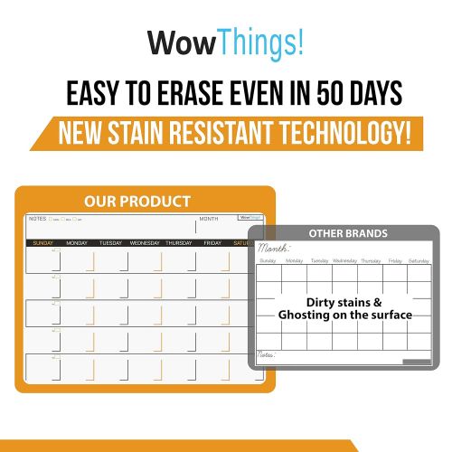  WowThings! Magnetic Dry Erase Calendar - Monthly Planner Board for Fridge - Family Weekly Whiteboard Organizer - Refrigerator To-Do List for Kitchen - Reusable Writing Pad Magnets - Day and W